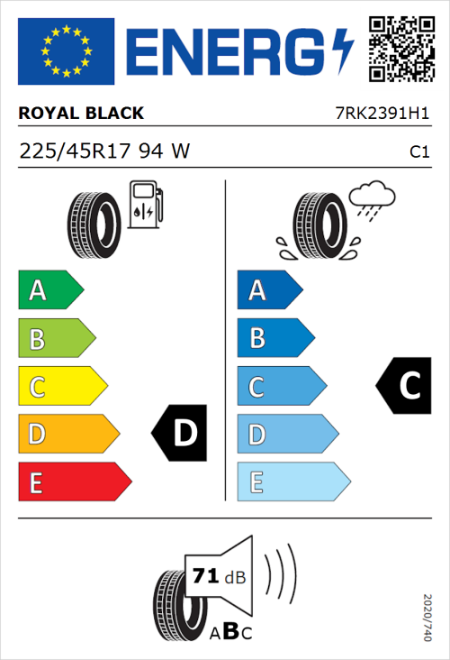 Tyre Label for Royal Black Explorer II 225/45R17 94W