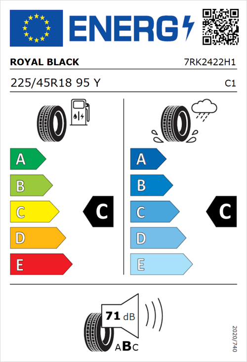 Tyre Label for Royal Black Explorer II 225/45R18 95Y