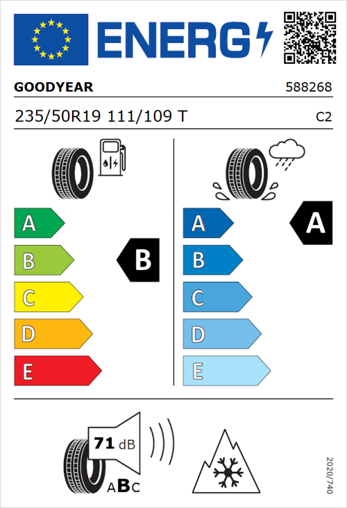 Tyre Label for Goodyear EfficientGrip Compact 2 235/50R19 111/109T